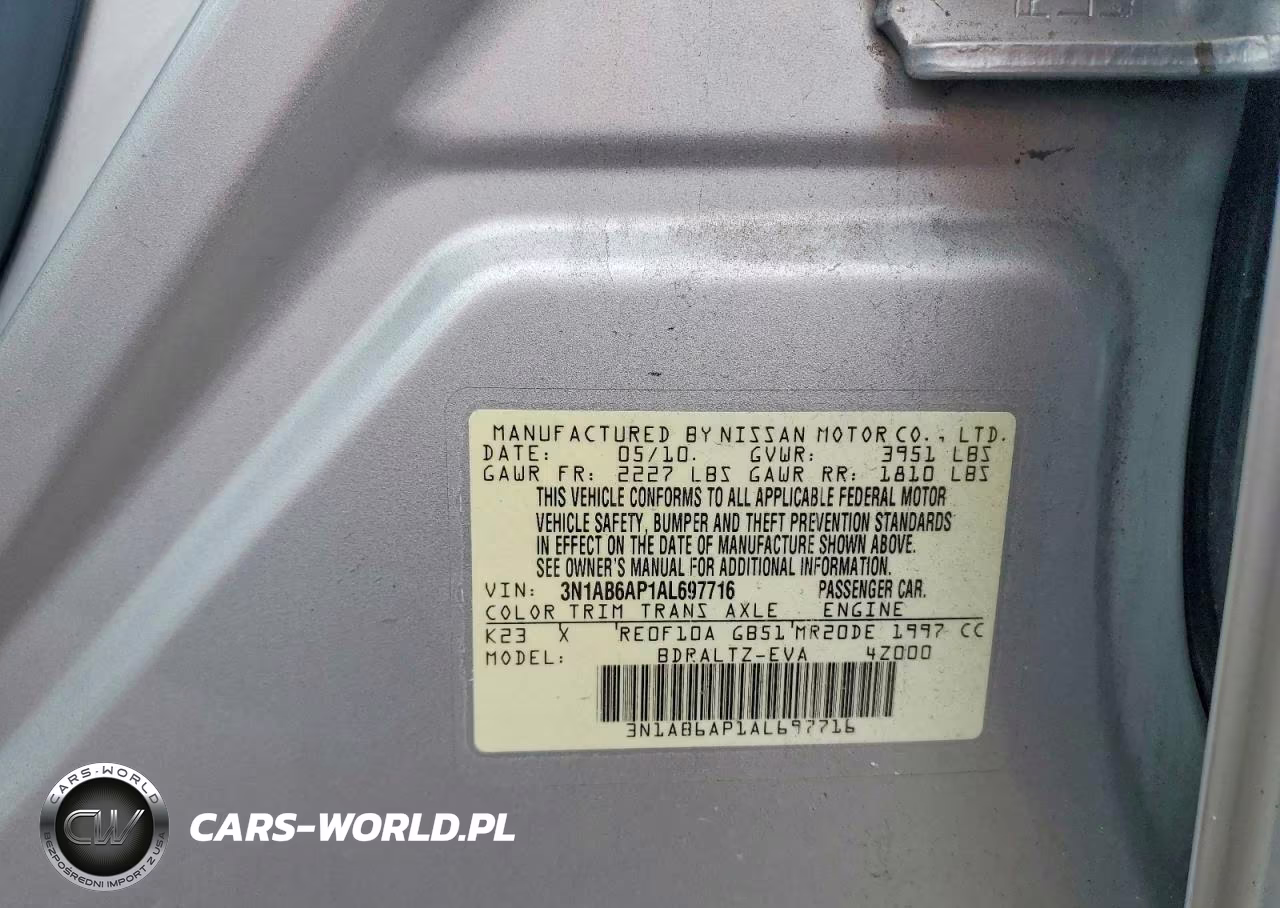 2010 Nissan Sentra 2.0 VIN:3N1AB6AP1AL697716 - 12