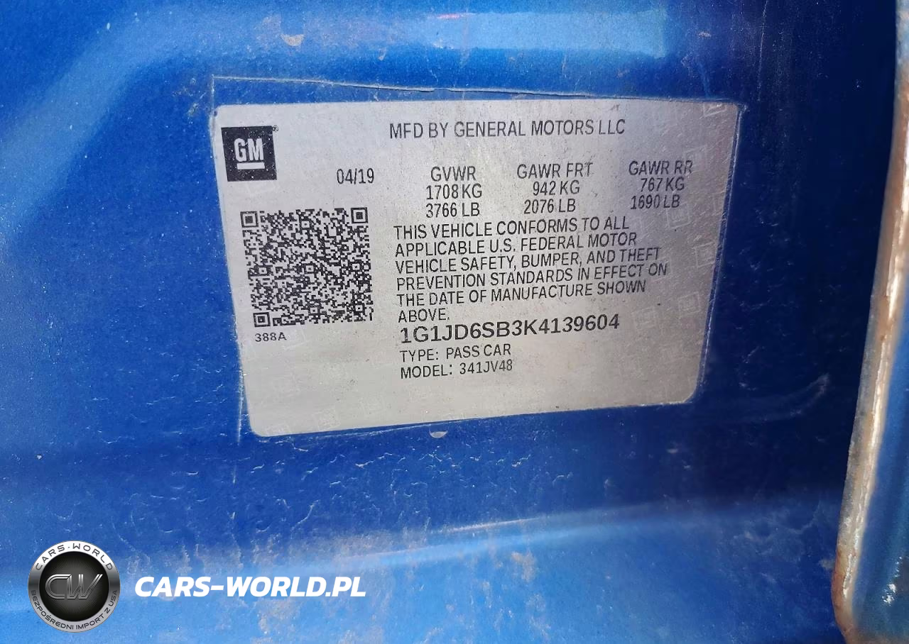 2019 Chevrolet Sonic Lt VIN:1G1JD6SB3K4139604 - 12