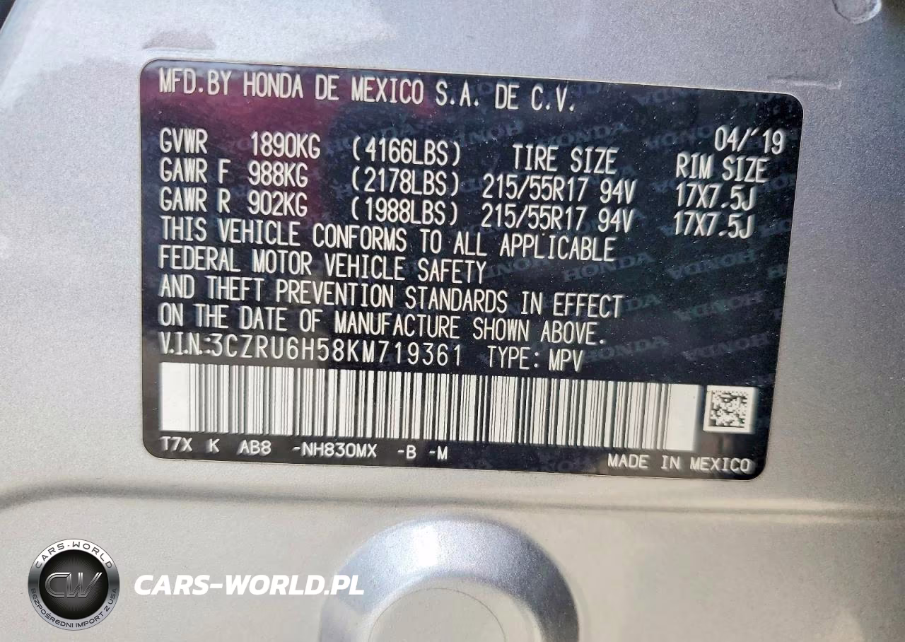 2019 Honda Hr-V Ex VIN:3CZRU6H58KM719361 - 13