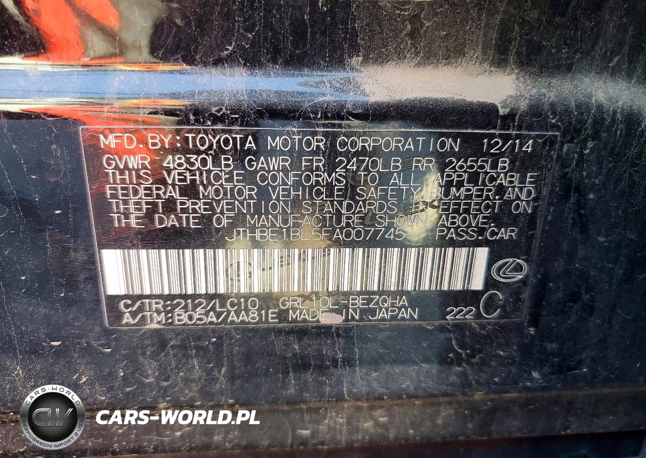2015 Lexus Gs 350 VIN:JTHBE1BL5FA007745 - 13
