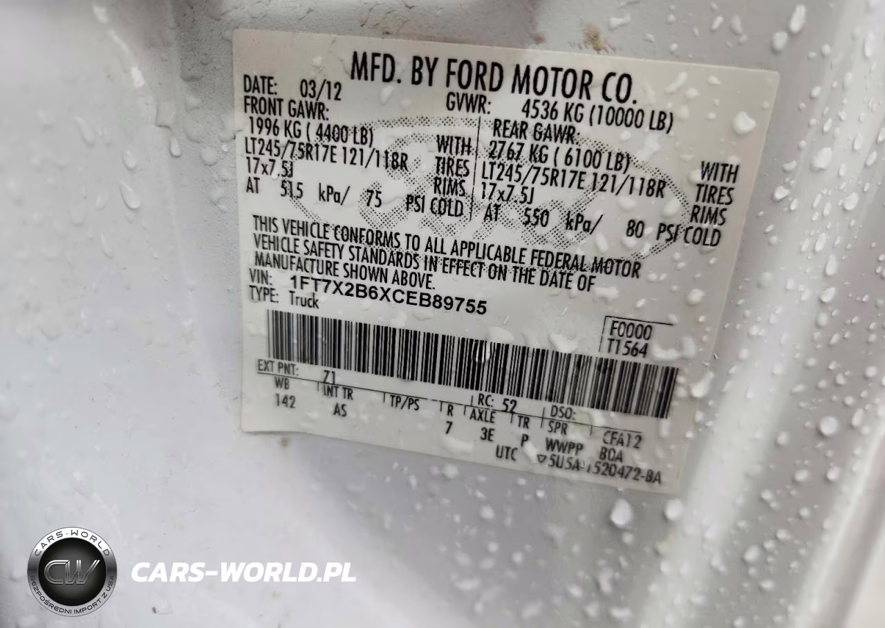 2012 Ford F250 Super Duty VIN:1FT7X2B6XCEB89755 - 12
