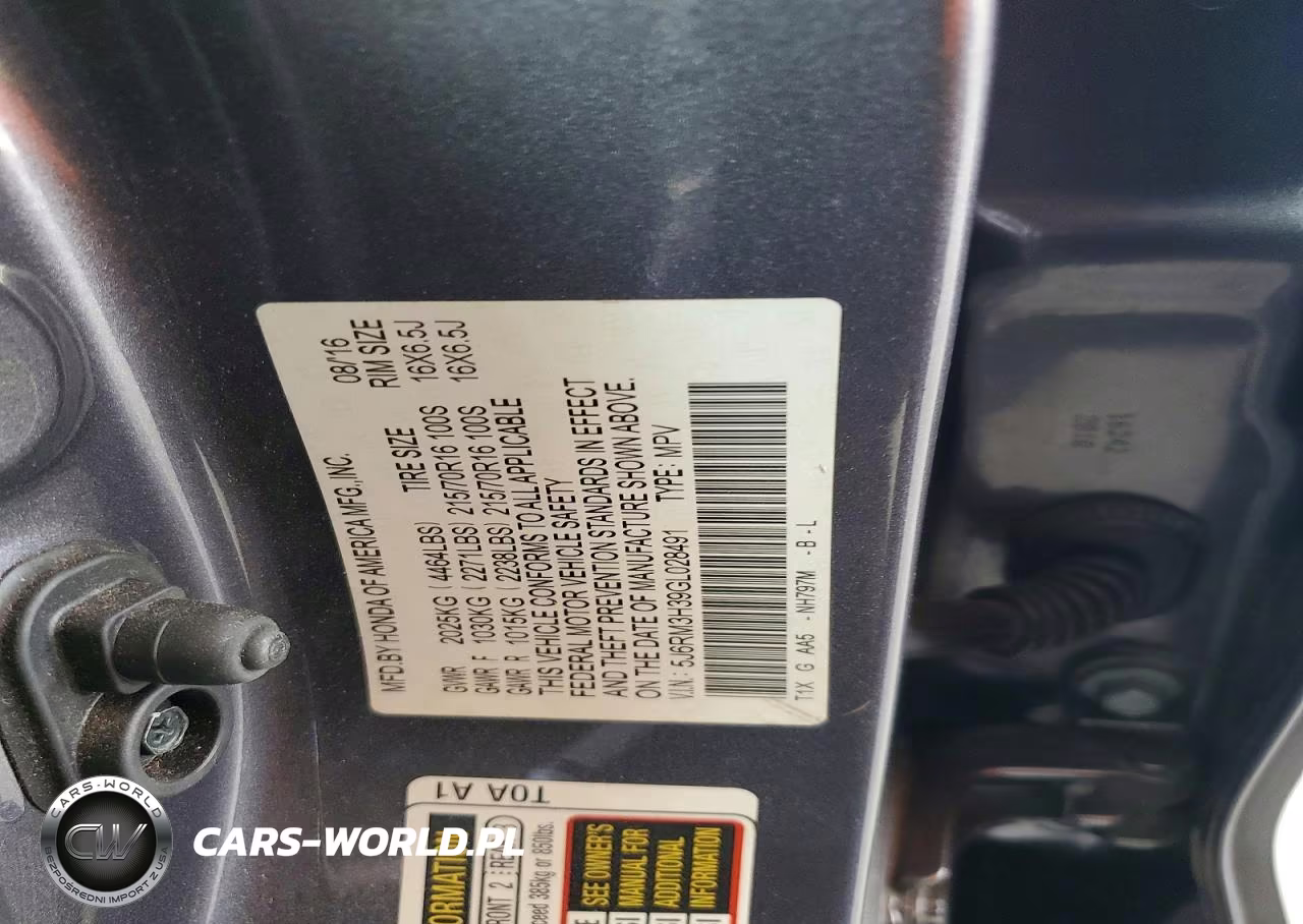 2016 Honda Cr-V Lx VIN:5J6RM3H39GL028491 - 13