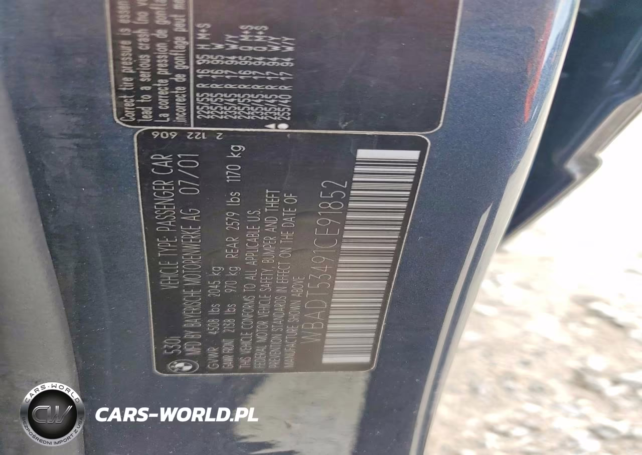 2001 BMW 530 I VIN:WBADT53491CE91852 - 12