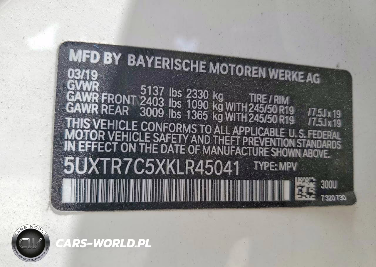 2019 BMW X3 Sdrive30I VIN:5UXTR7C5XKLR45041 - 14