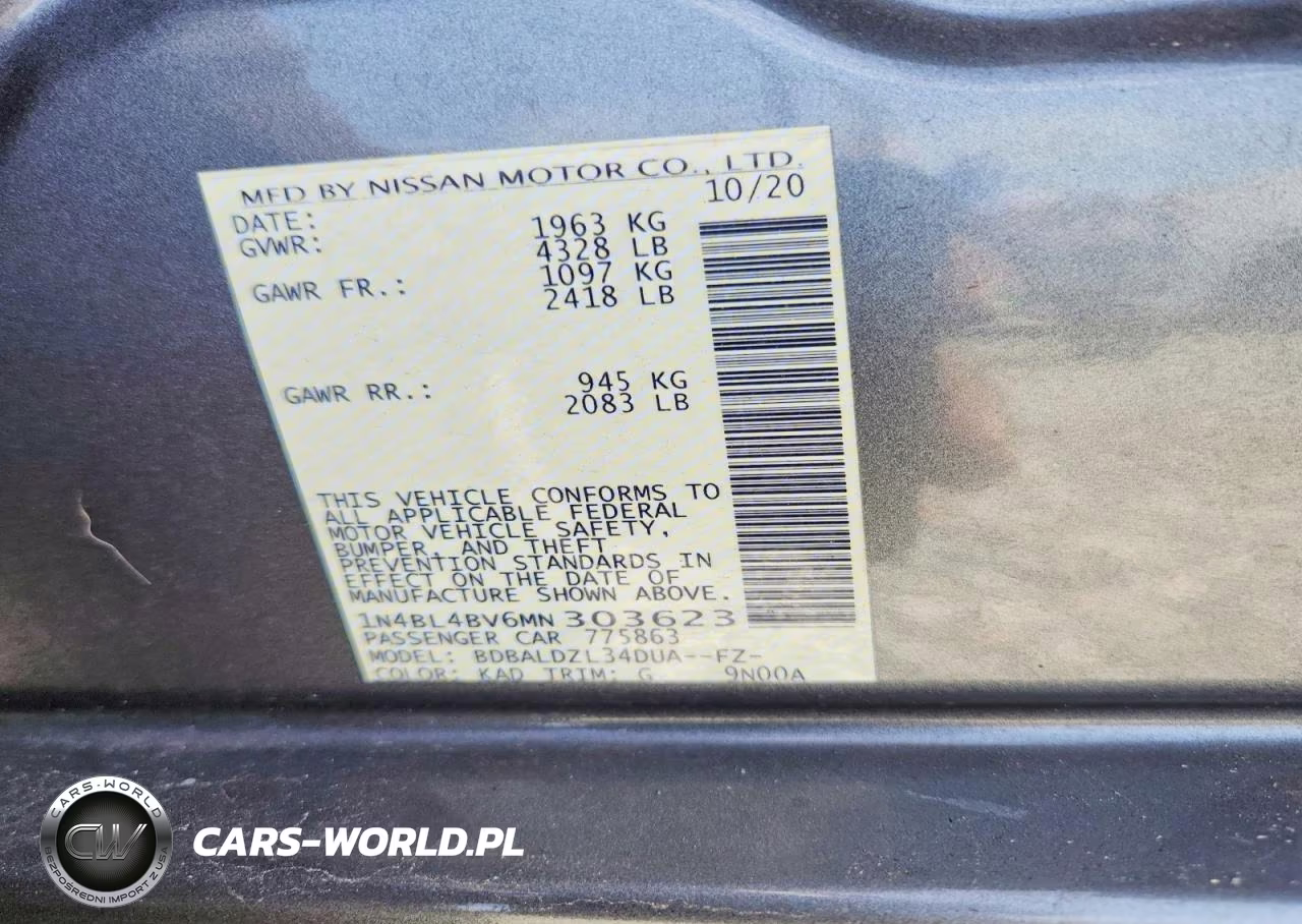 2021 Nissan Altima S VIN:1N4BL4BV6MN303623 - 13