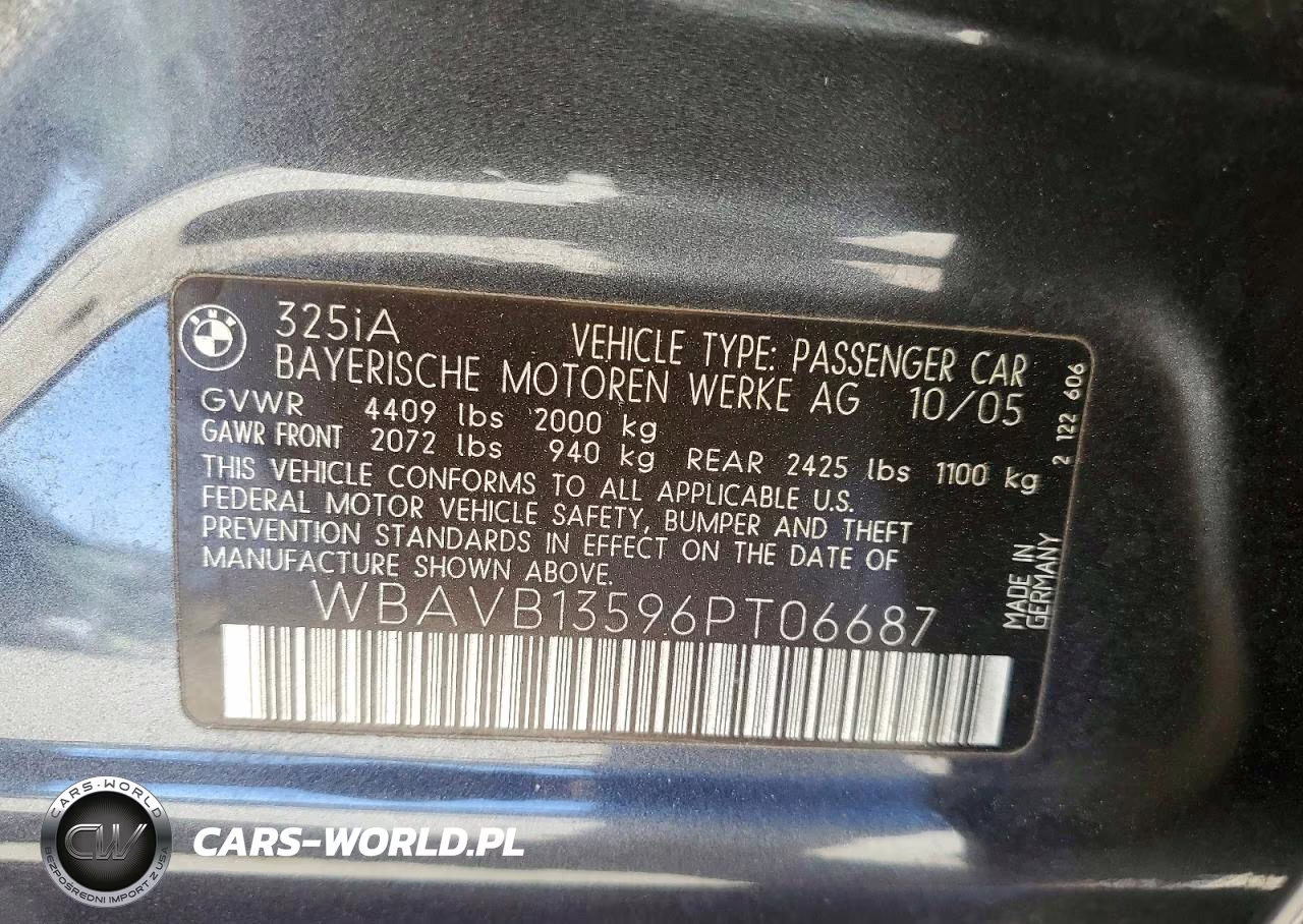 2006 BMW 325 I VIN:WBAVB13596PT06687 - 12