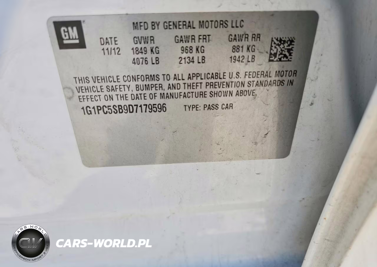 2013 Chevrolet Cruze Lt VIN:1G1PC5SB9D7179596 - 12