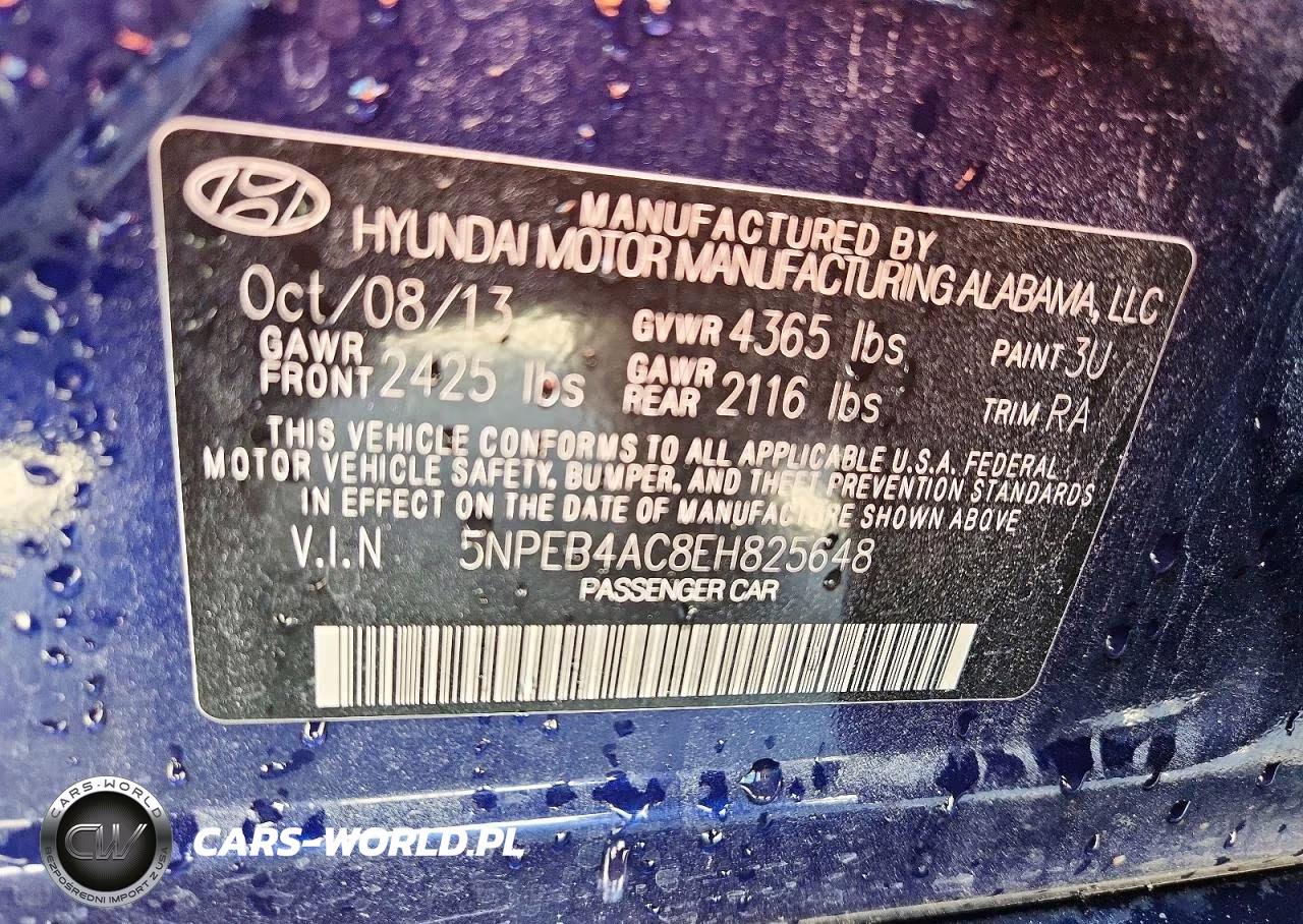 2014 Hyundai Sonata Gls VIN:5NPEB4AC8EH825648 - 12