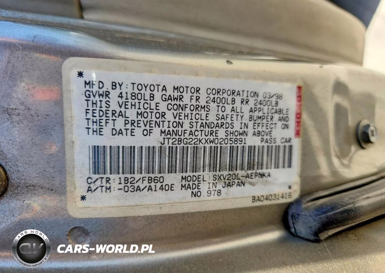 1998 Toyota Camry Le VIN:JT2BG22KXW0205891 - 12