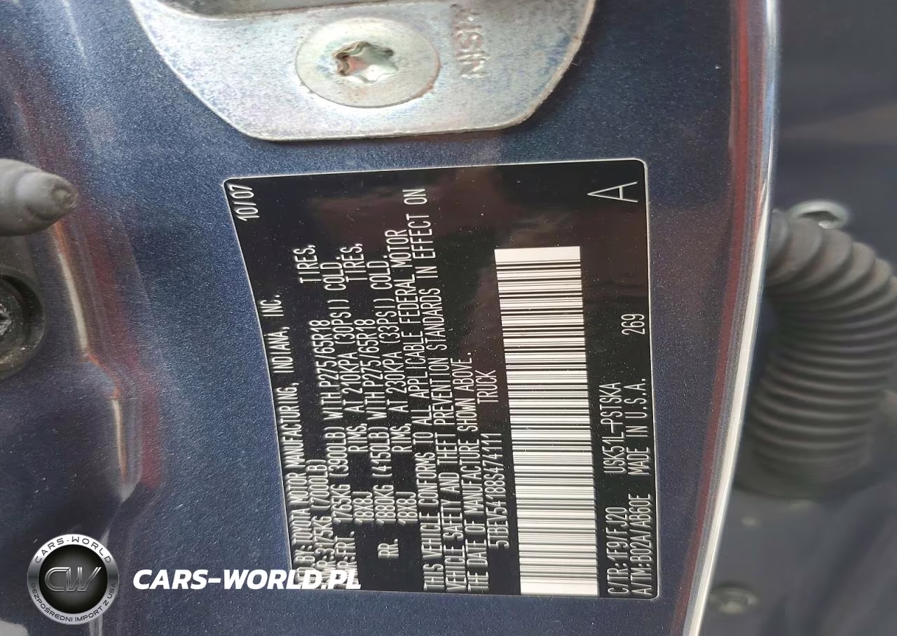 2008 Toyota Tundra Sr5 VIN:5TBEV54188S474111 - 12