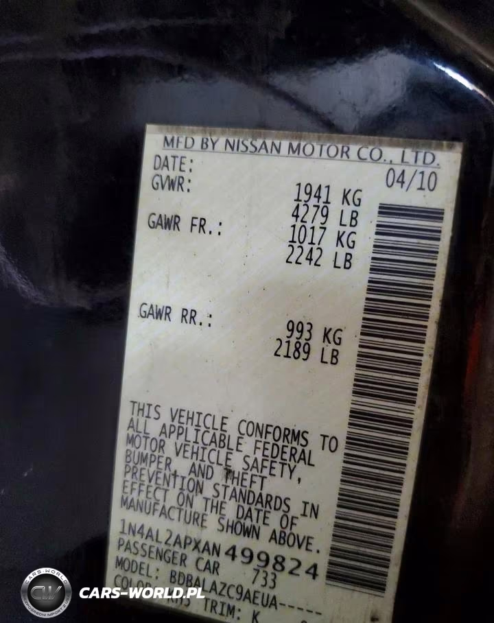 2010 Nissan Altima 2.5 VIN:1N4AL2APXAN499824 - 12
