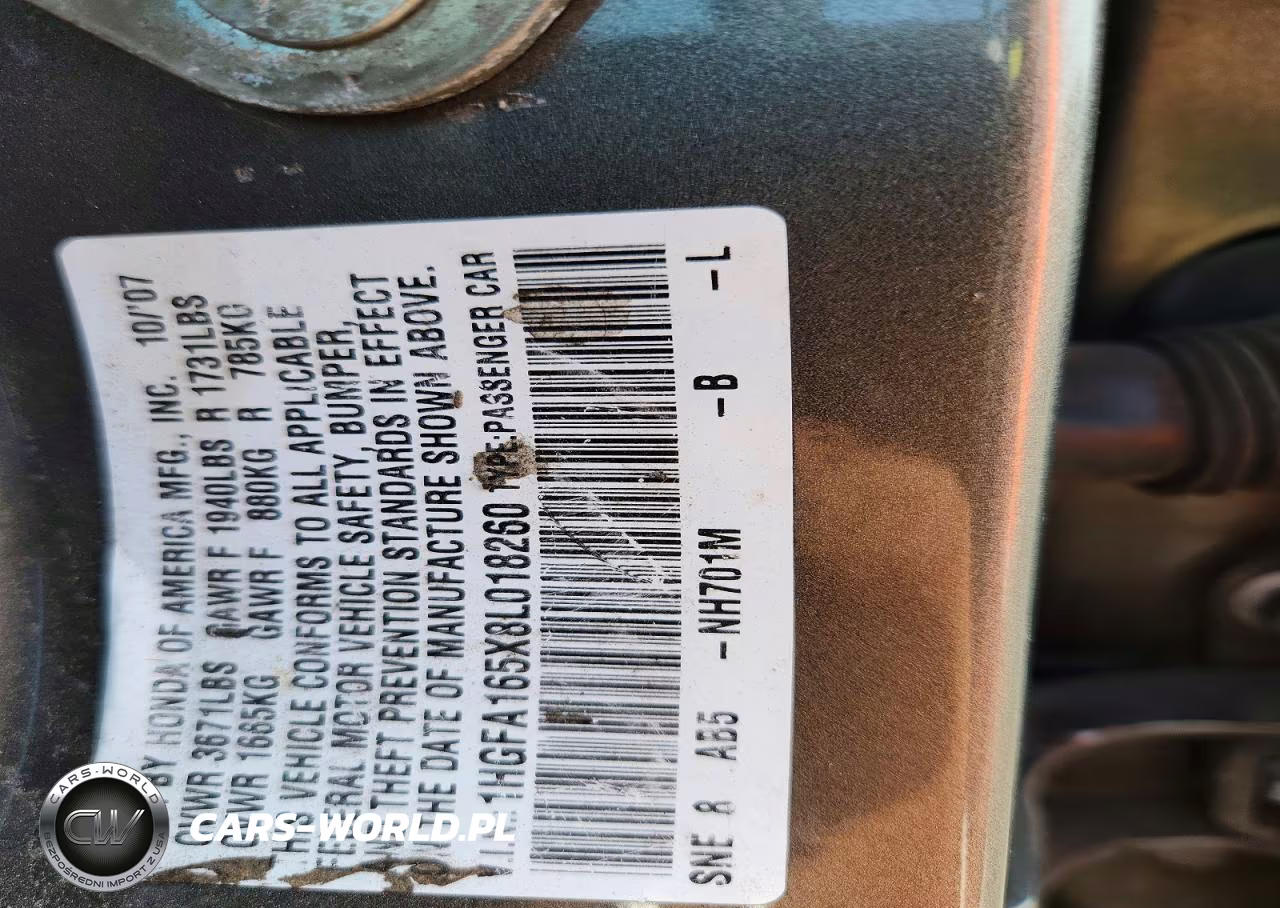 2008 Honda Civic Lx VIN:1HGFA165X8L018260 - 12