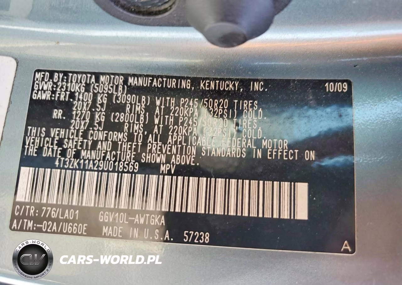 2009 Toyota Venza Fwd V6 VIN:4T3ZK11A29U018569 - 13