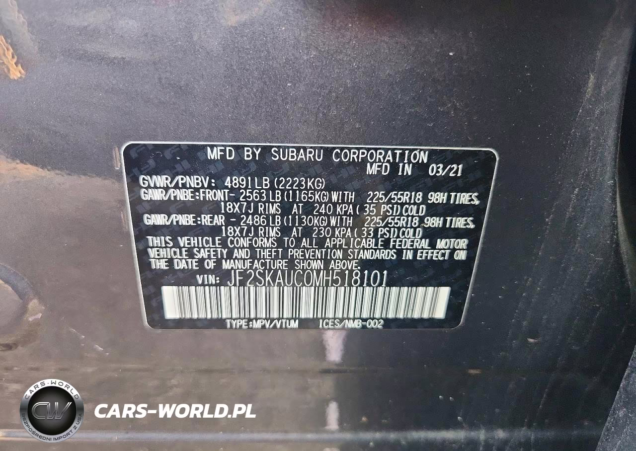 2021 Subaru Forester Limited VIN:JF2SKAUC0MH518101 - 12