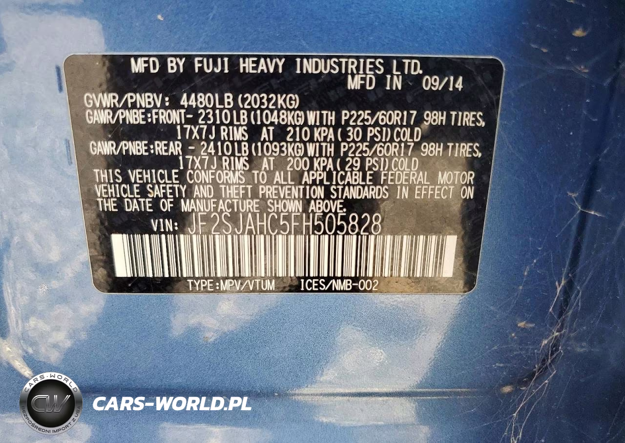 SUBARU FORESTER 2 VIN:JF2SJAHC5FH505828 - 12