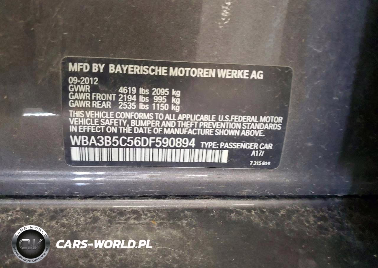 2013 BMW 328 Xi Sulev VIN:WBA3B5C56DF590894 - 12