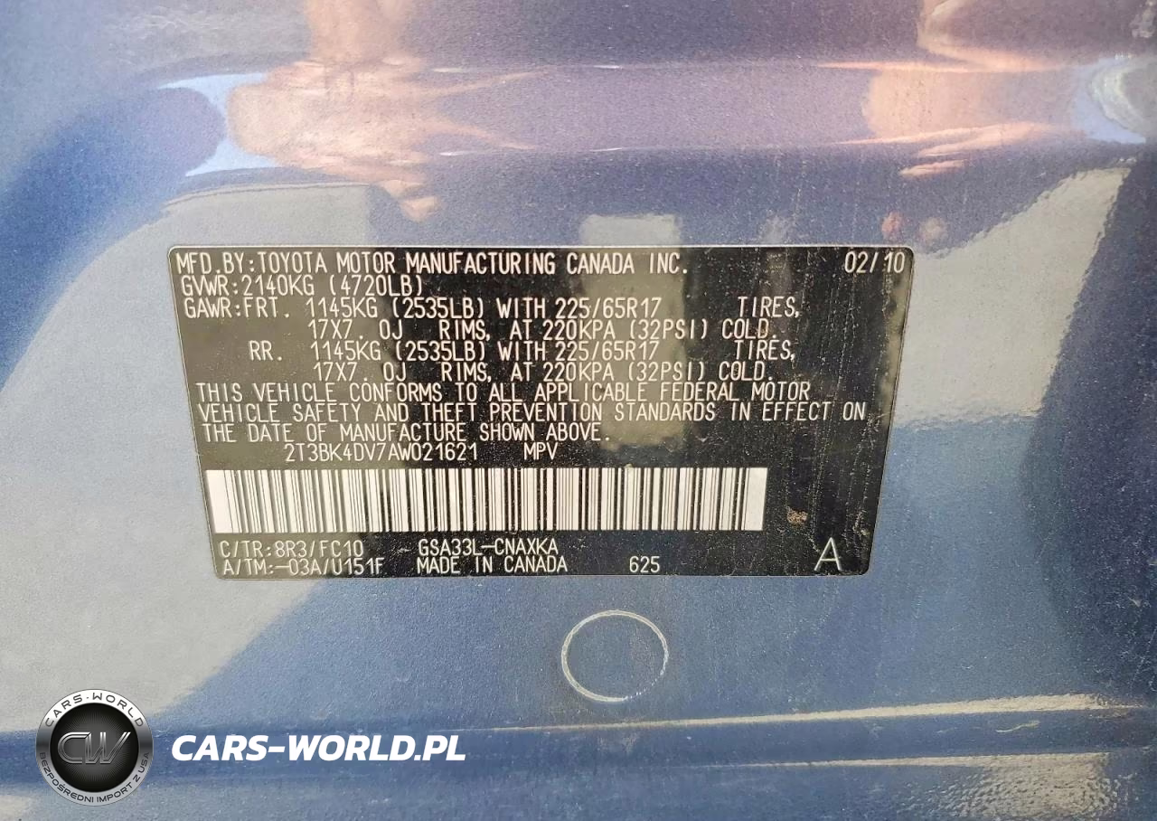 2010 Toyota Rav4 Base VIN:2T3BK4DV7AW021621 - 13