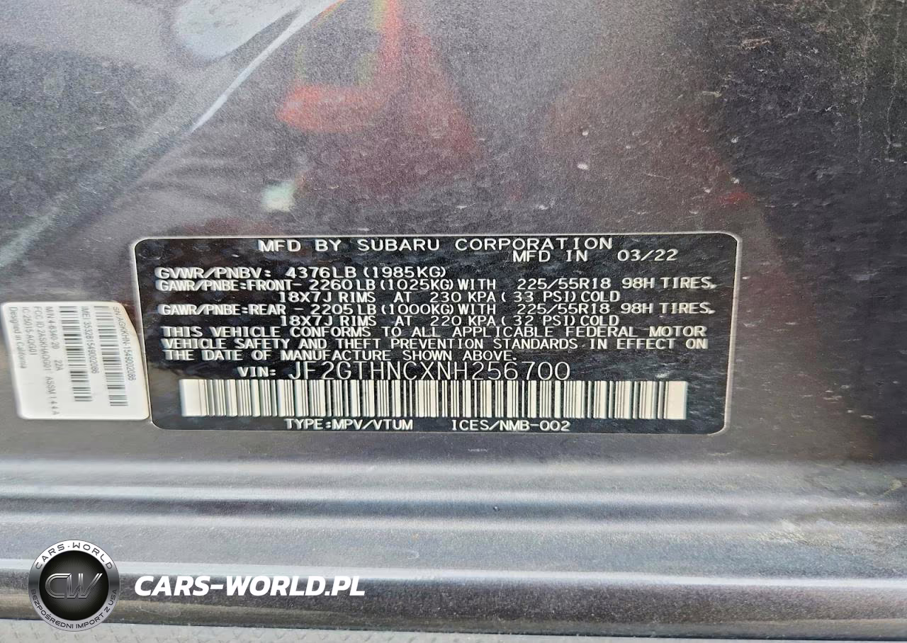 2022 Subaru Crosstrek Limited VIN:JF2GTHNCXNH256700 - 13