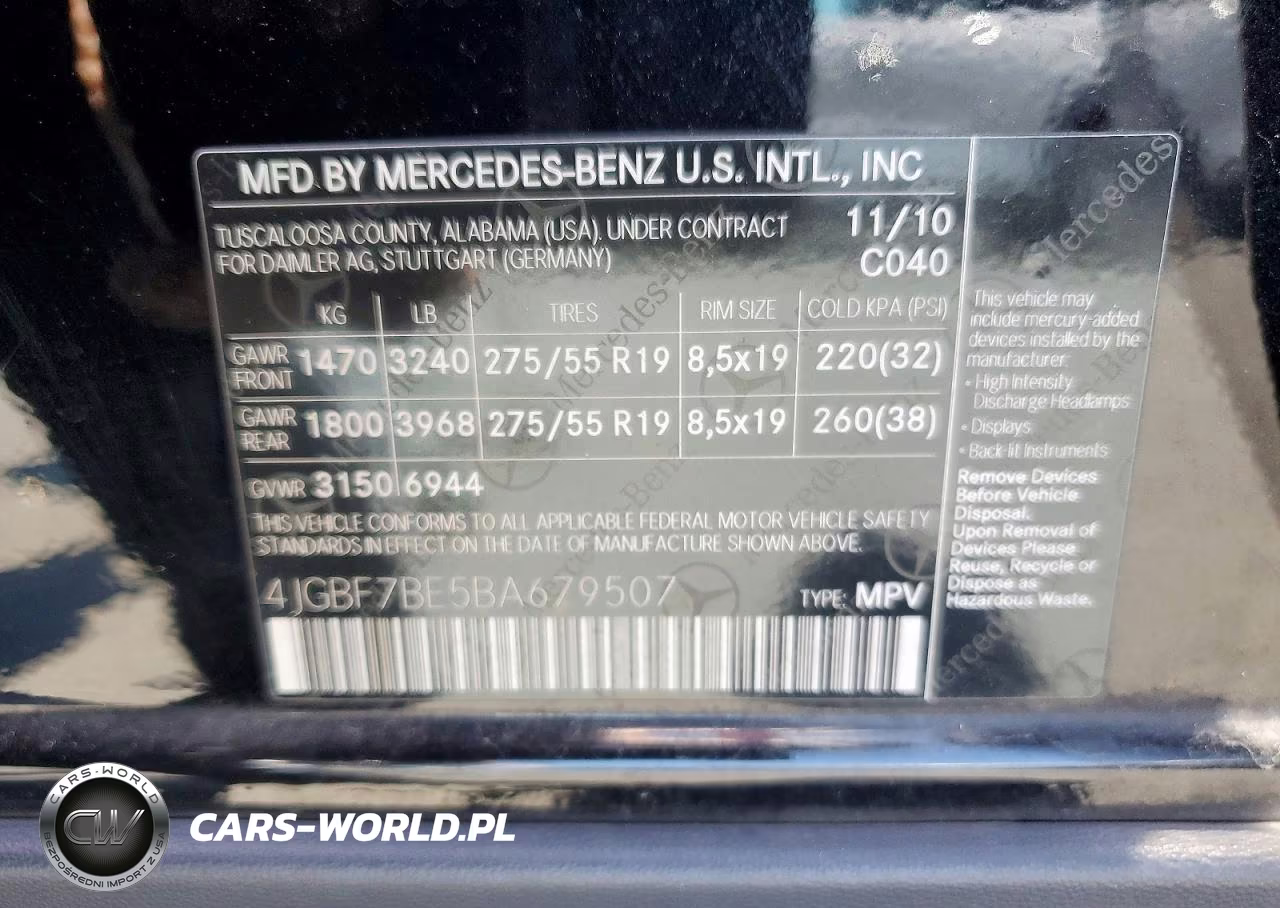 2011 Mercedes-Benz Gl 450 4Matic VIN:4JGBF7BE5BA679507 - 12