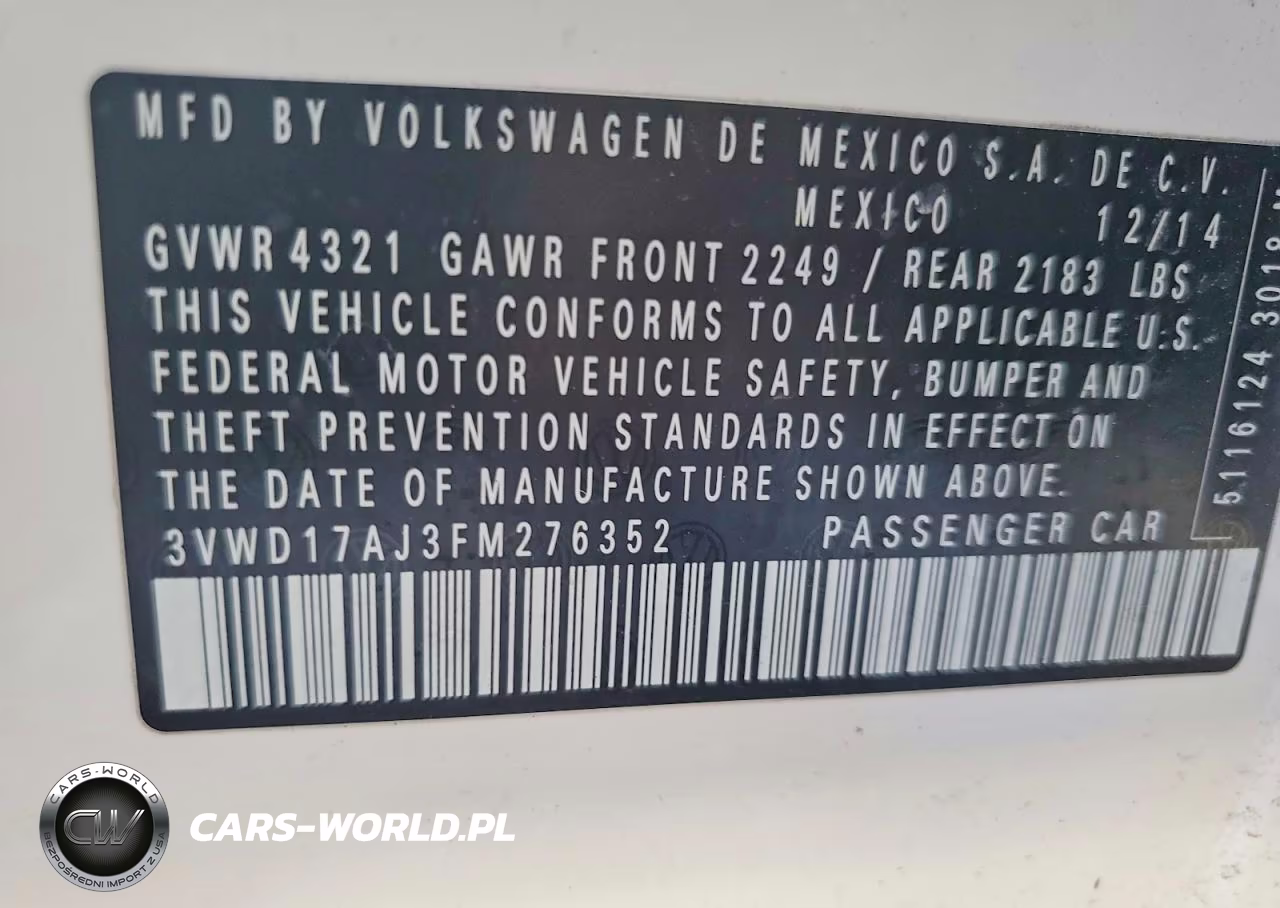 2015 Volkswagen Jetta Se VIN:3VWD17AJ3FM276352 - 12