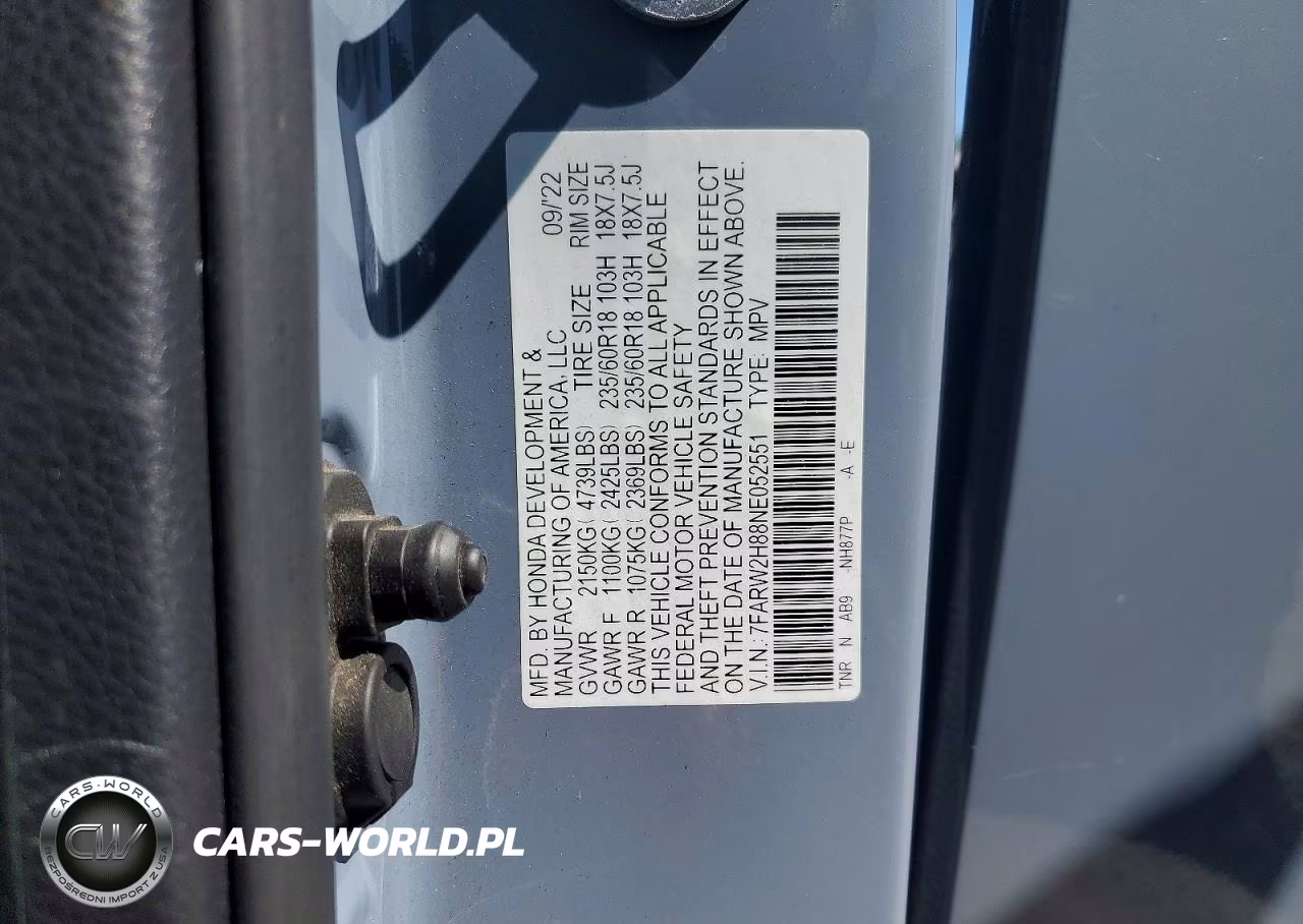 2022 Honda Cr-V Exl VIN:7FARW2H88NE052551 - 12