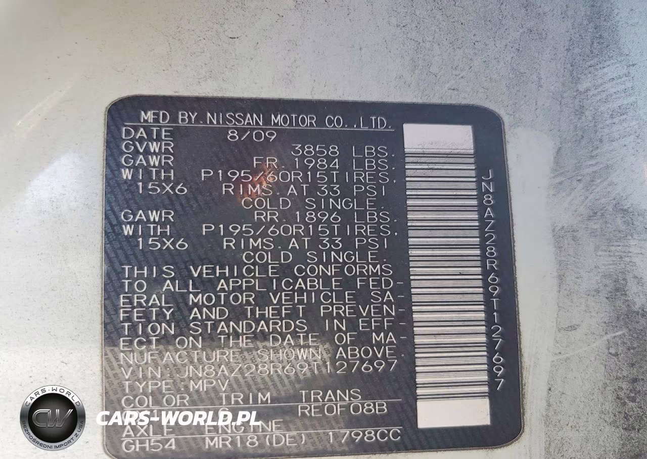 2009 Nissan Cube 1.8 VIN:JN8AZ28R69T127697 - 13