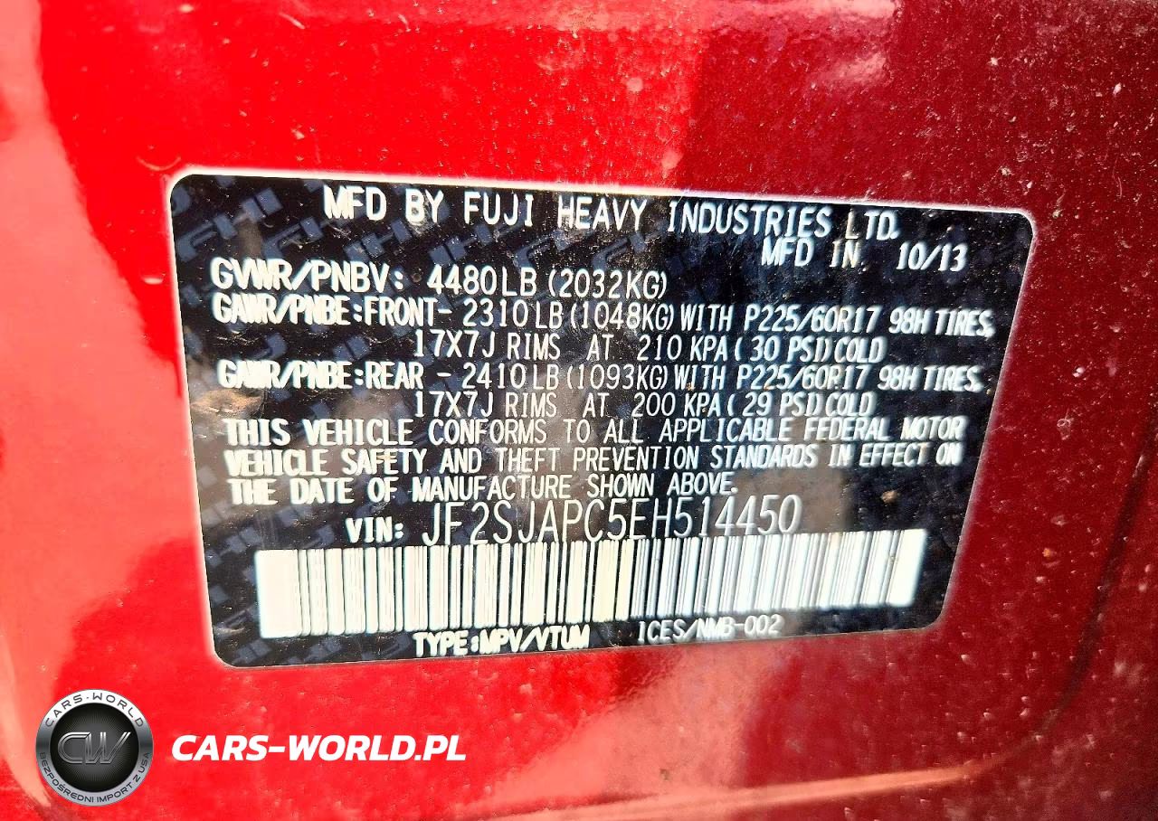 2014 Subaru Forester 2.5I Touring VIN:JF2SJAPC5EH514450 - 14