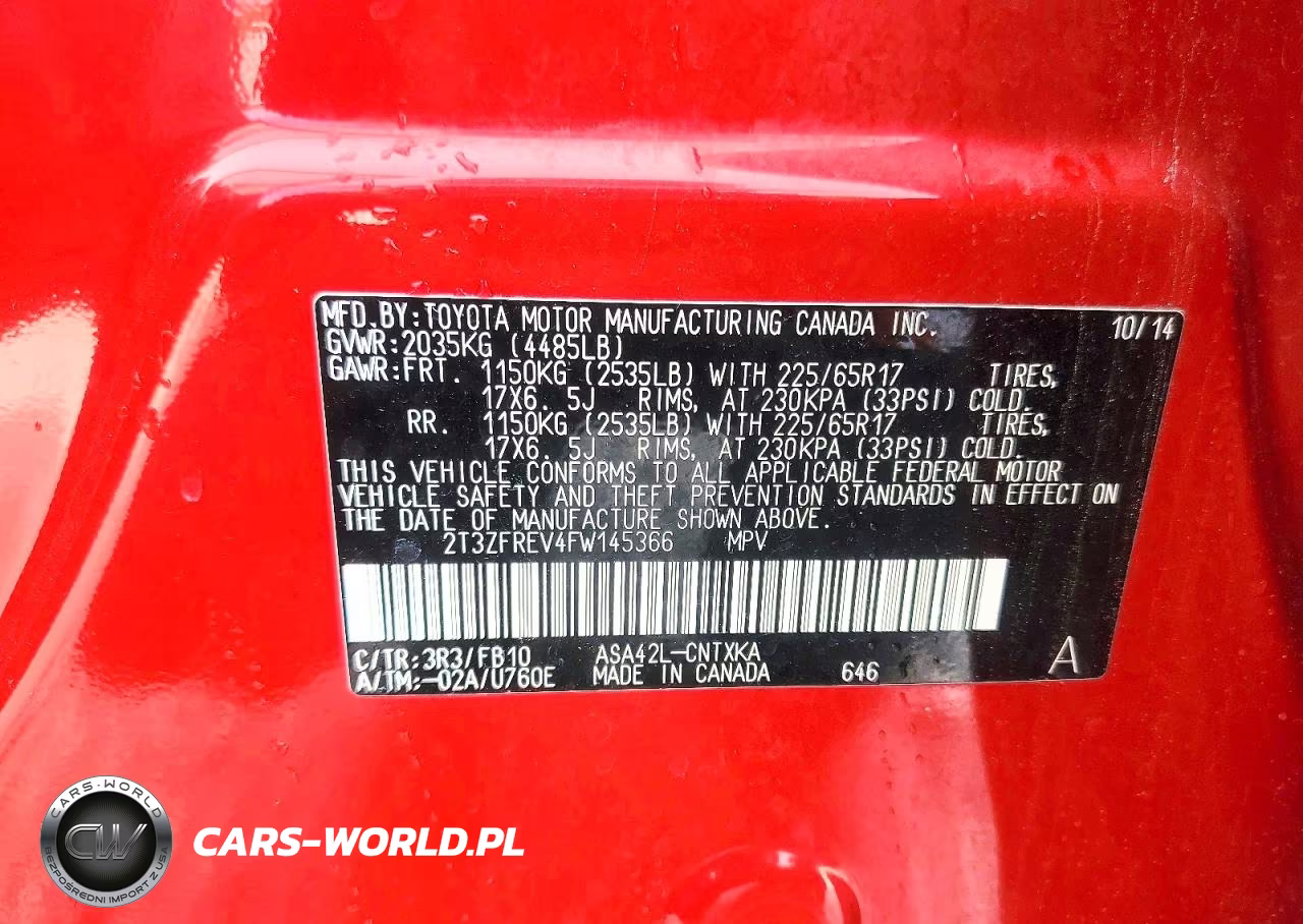 2015 Toyota Rav4 Le VIN:2T3ZFREV4FW145366 - 14