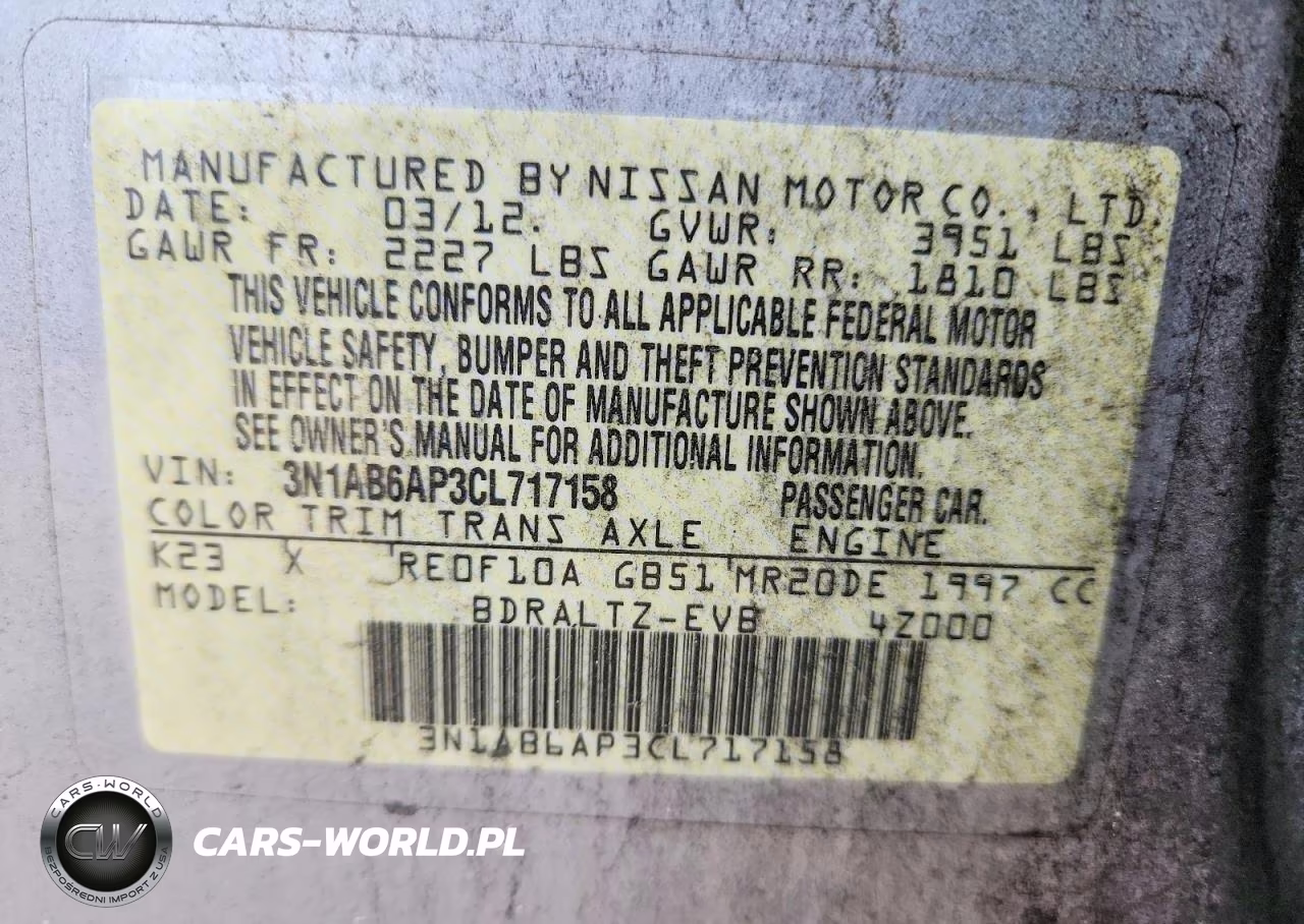 2012 Nissan Sentra 2.0 VIN:3N1AB6AP3CL717158 - 13