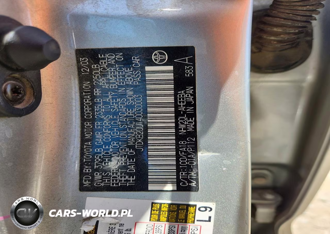 2004 Toyota Prius Base VIN:JTDKB20U140030003 - 12