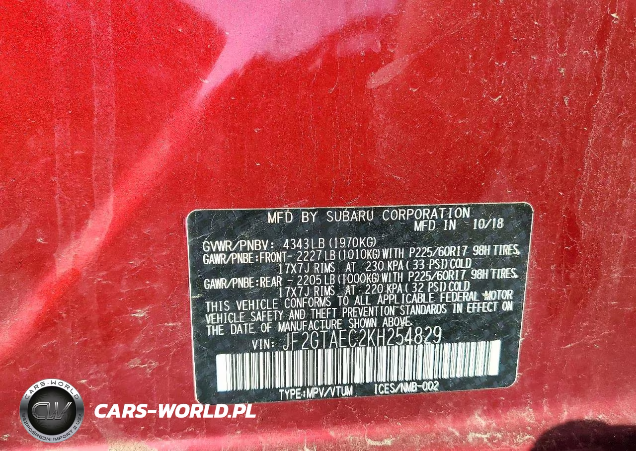 2019 Subaru Crosstrek Premium VIN:JF2GTAEC2KH254829 - 12