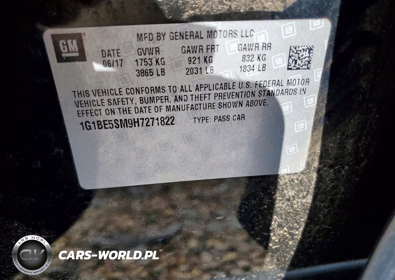 2017 Chevrolet Cruze Lt VIN:1G1BE5SM9H7271822 - 12