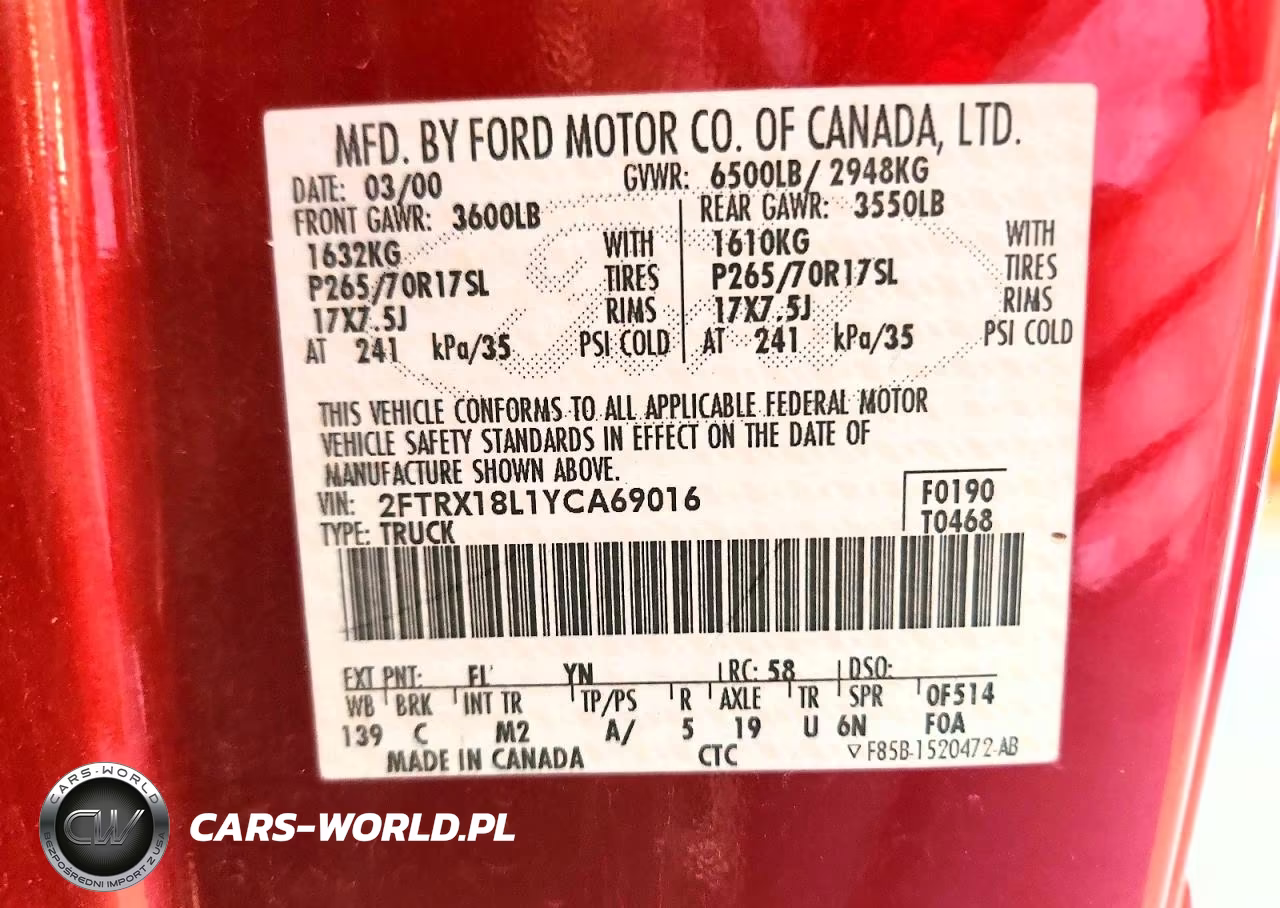 2000 Ford F150 VIN:2FTRX18L1YCA69016 - 12