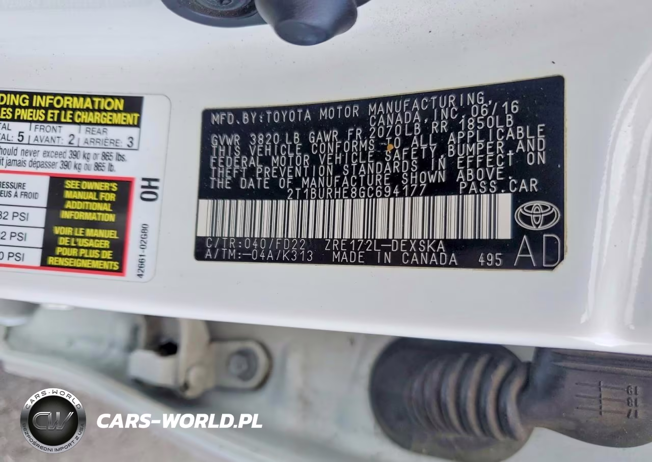 2016 Toyota Corolla S Plus VIN:2T1BURHE8GC694177 - 12