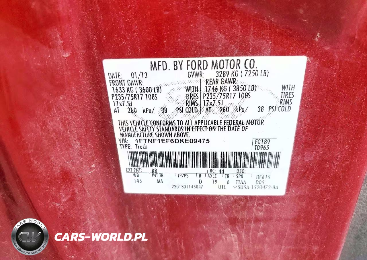 2013 Ford F150 VIN:1FTNF1EF6DKE09475 - 12