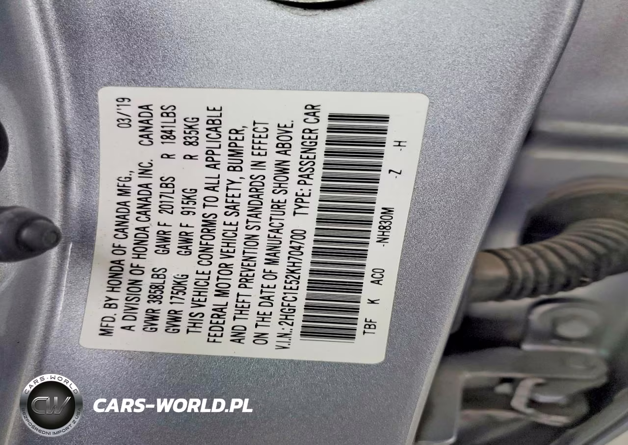 2019 Honda Civic Si VIN:2HGFC1E52KH704700 - 12