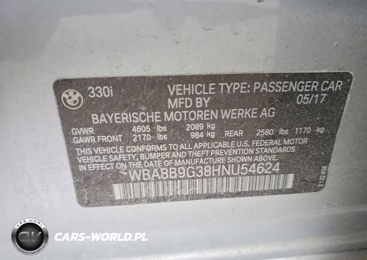 2017 BMW 330I VIN:WBA8B9G38HNU54624 - 12