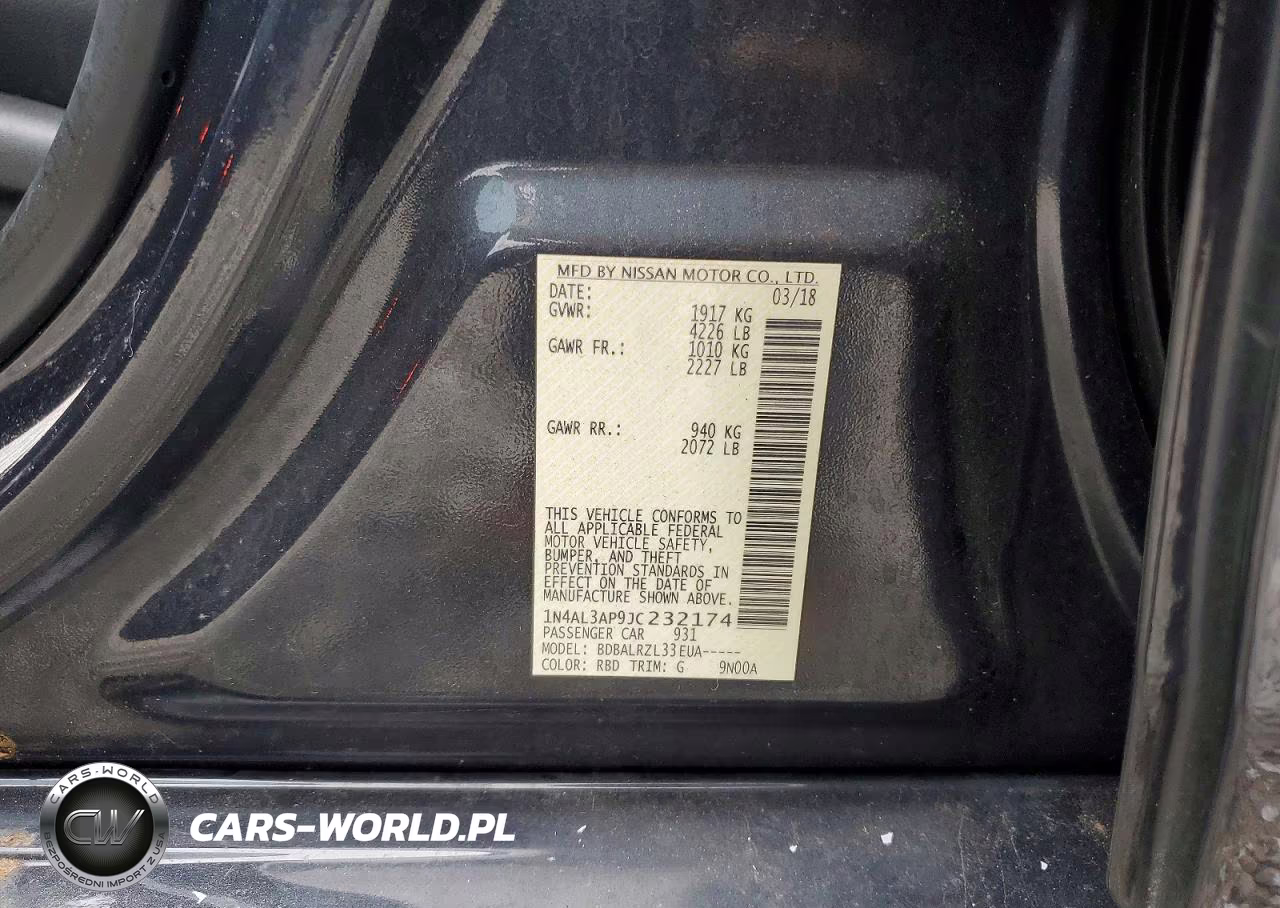 2018 Nissan Altima 2.5 Sl VIN:1N4AL3AP9JC232174 - 12