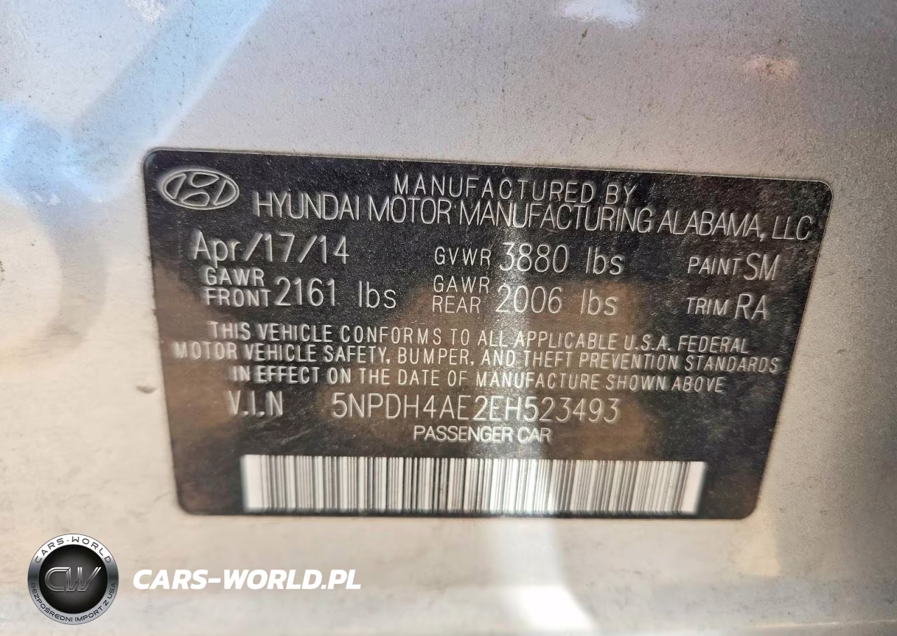 2014 Hyundai Elantra Se VIN:5NPDH4AE2EH523493 - 12