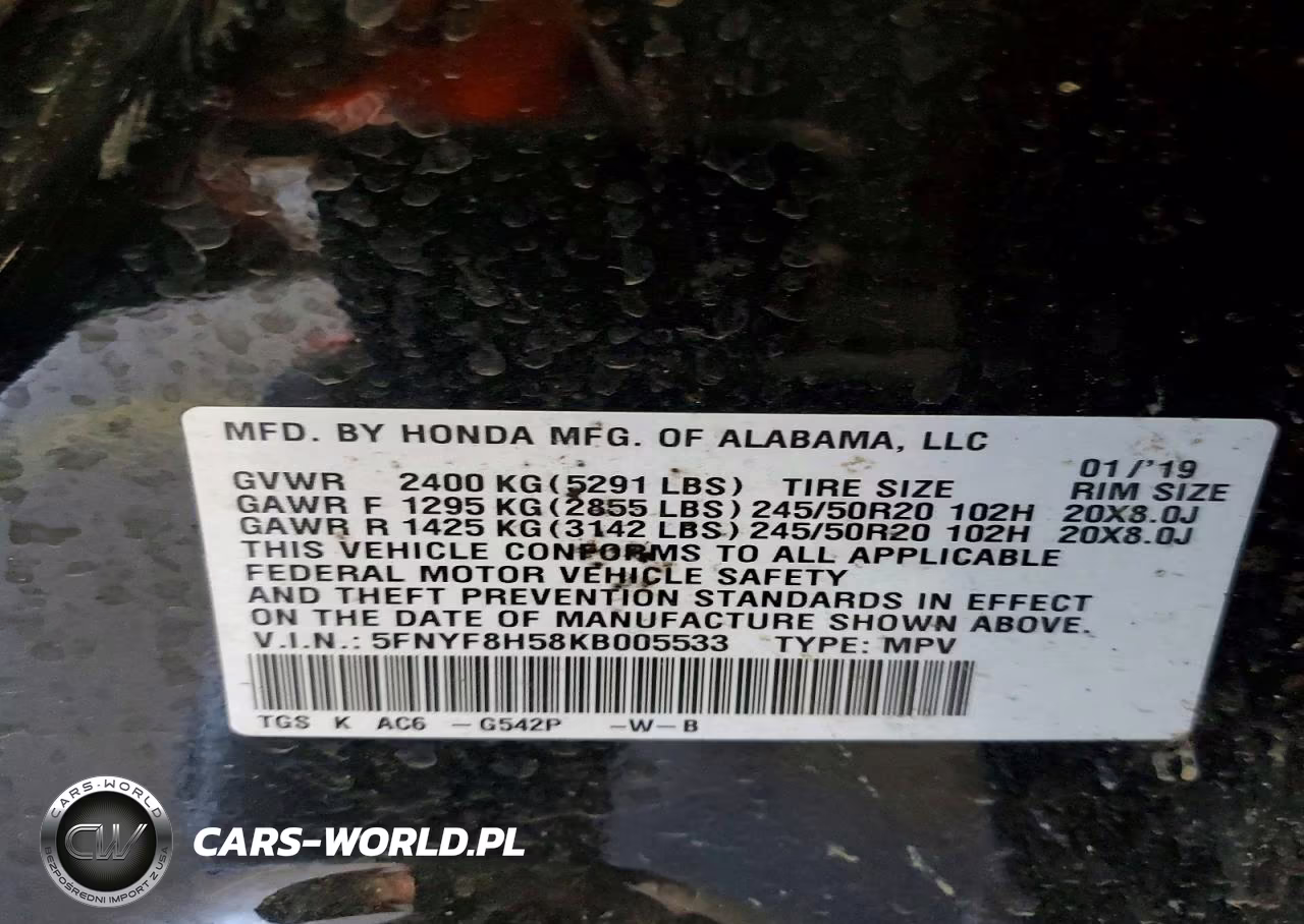 2019 Honda Passport Exl VIN:5FNYF8H58KB005533 - 12