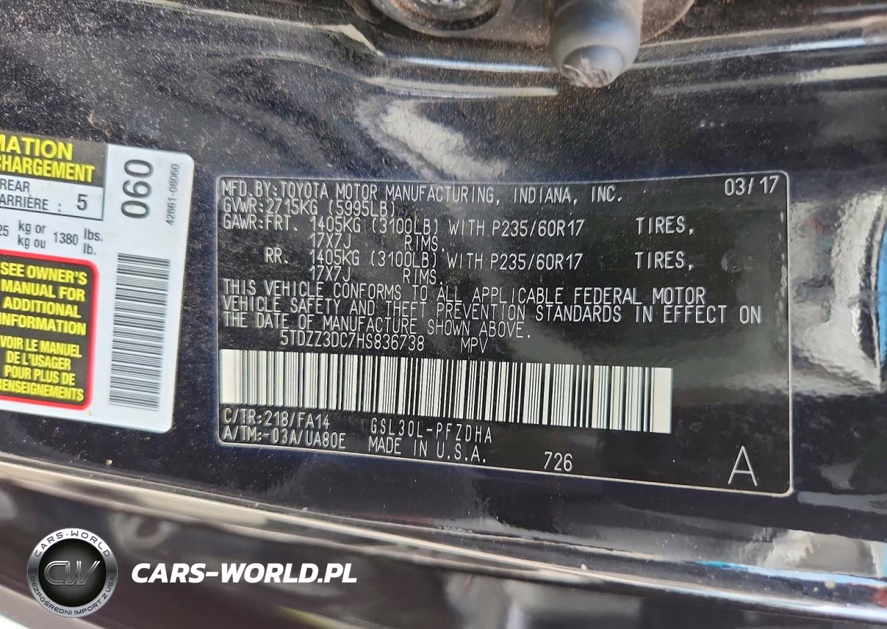 2017 Toyota Sienna L 7-Passenger VIN:5TDZZ3DC7HS836738 - 13