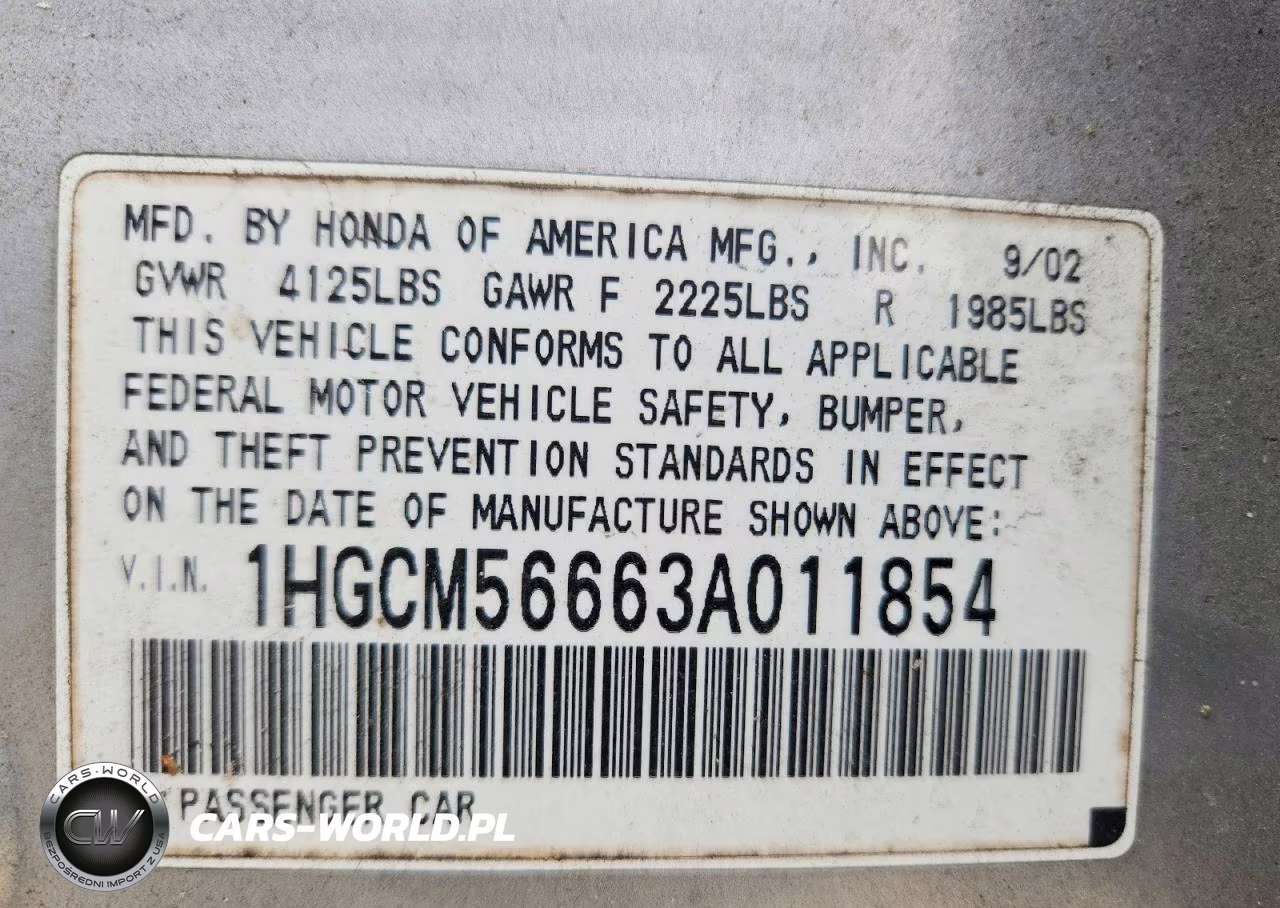 2003 Honda Accord Ex VIN:1HGCM56663A011854 - 13