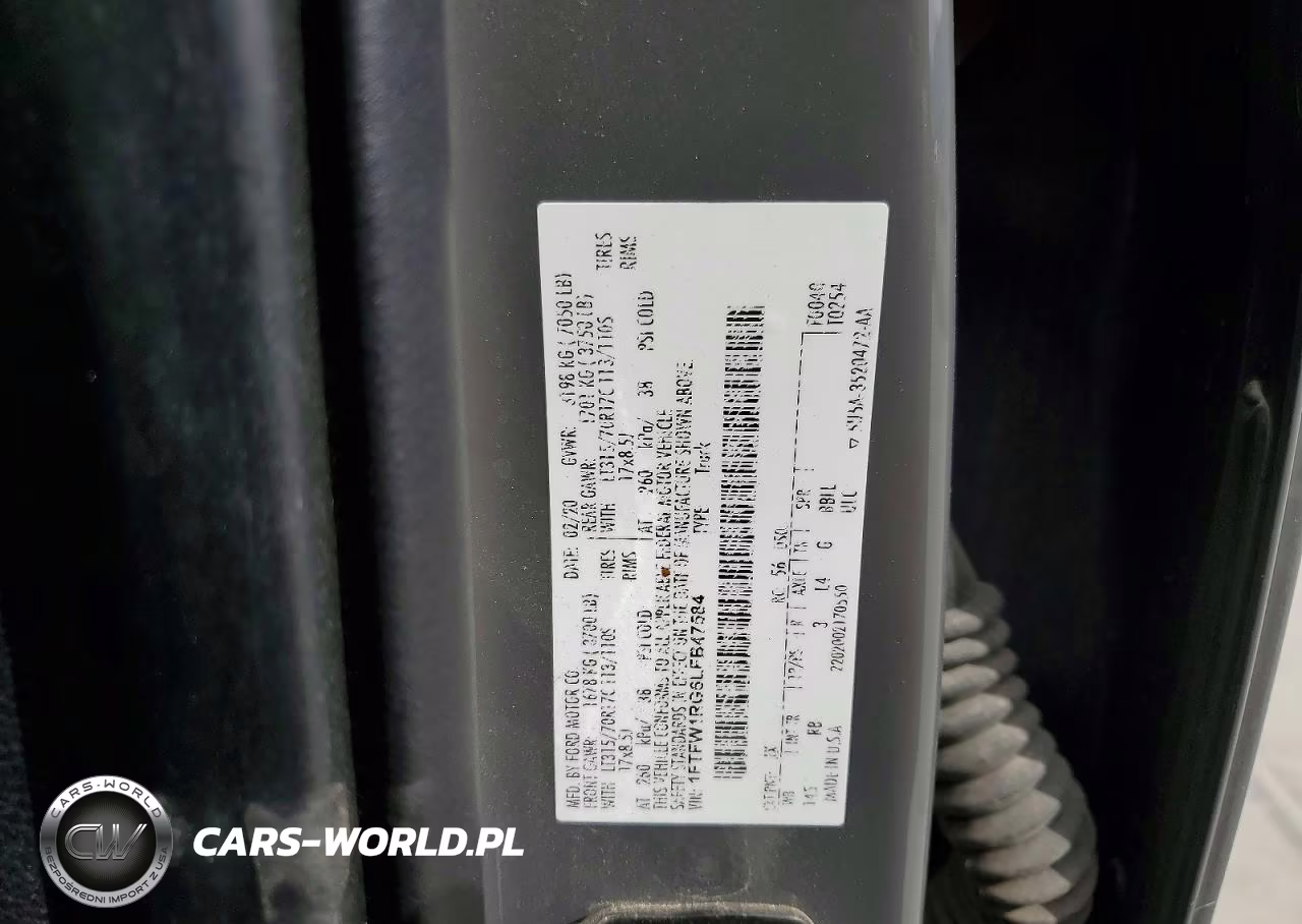 2020 Ford F150 Raptor VIN:1FTFW1RG6LFB47584 - 12