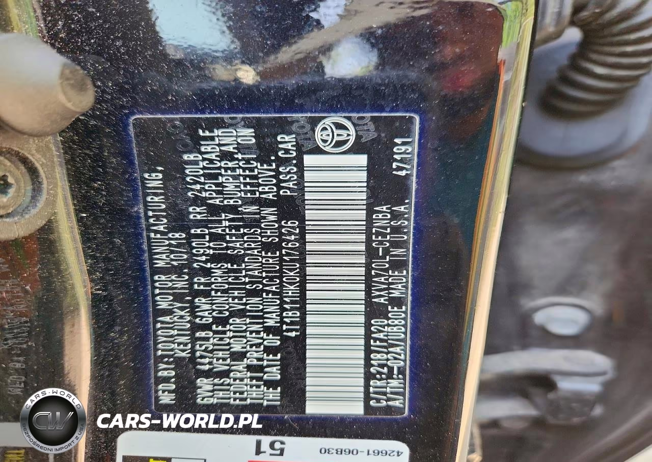 2019 Toyota Camry Le VIN:4T1B11HK0KU176426 - 12