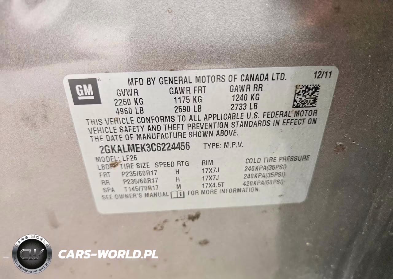 2012 GMC Terrain Sle VIN:2GKALMEK3C6224456 - 13