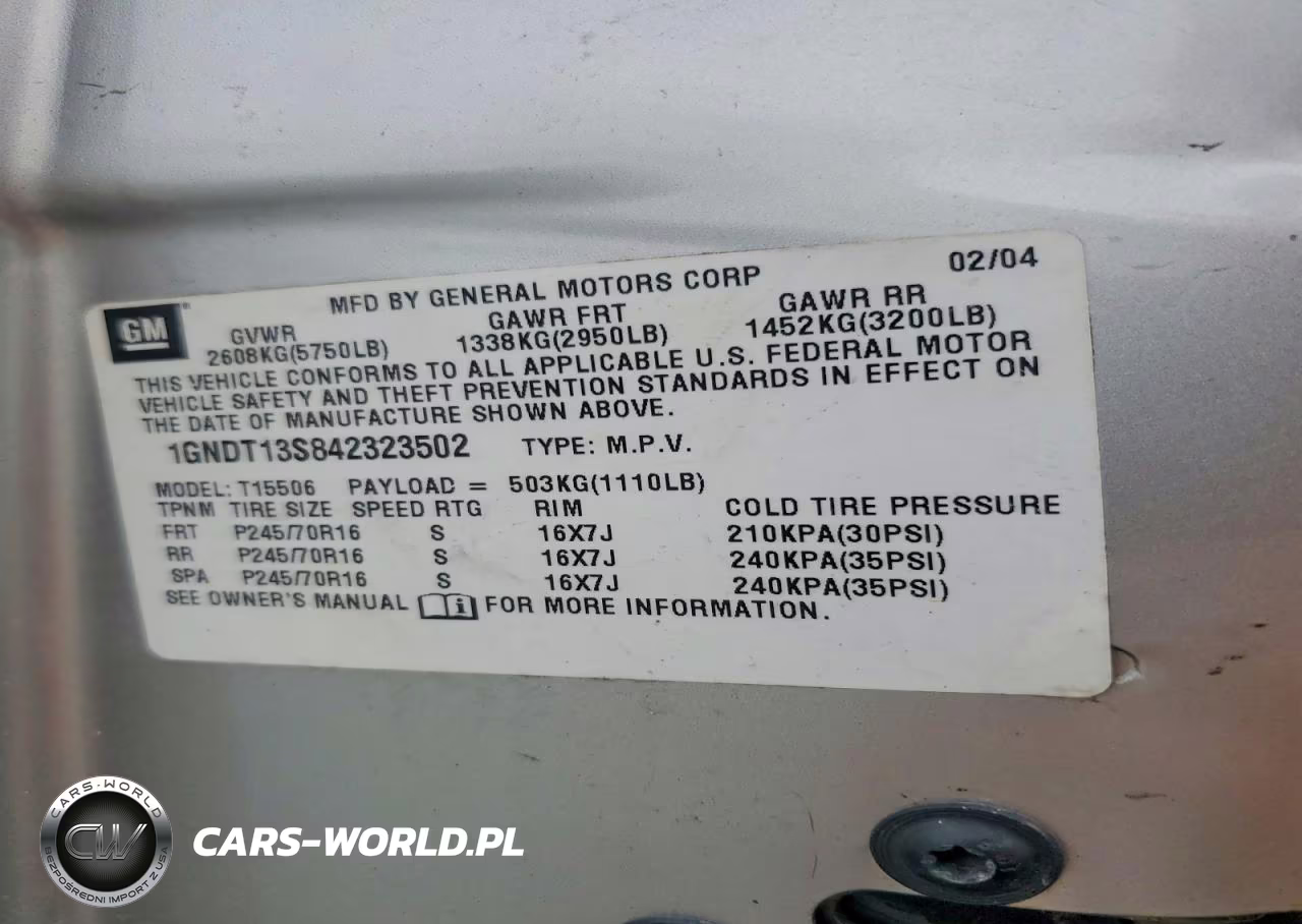 2004 Chevrolet Trailblazer Ls VIN:1GNDT13S842323502 - 13