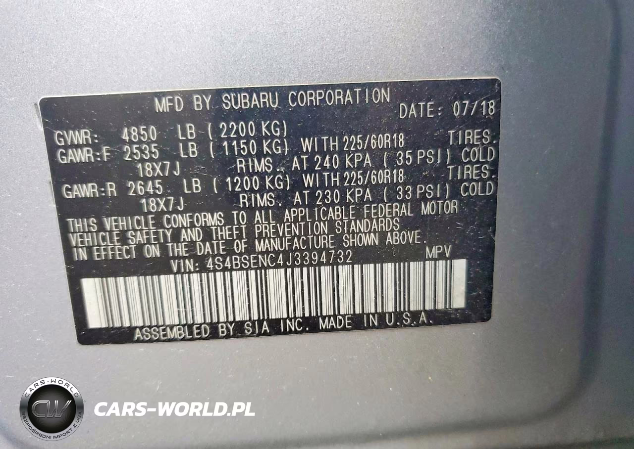 2018 Subaru Outback 3.6R Limited VIN:4S4BSENC4J3394732 - 13