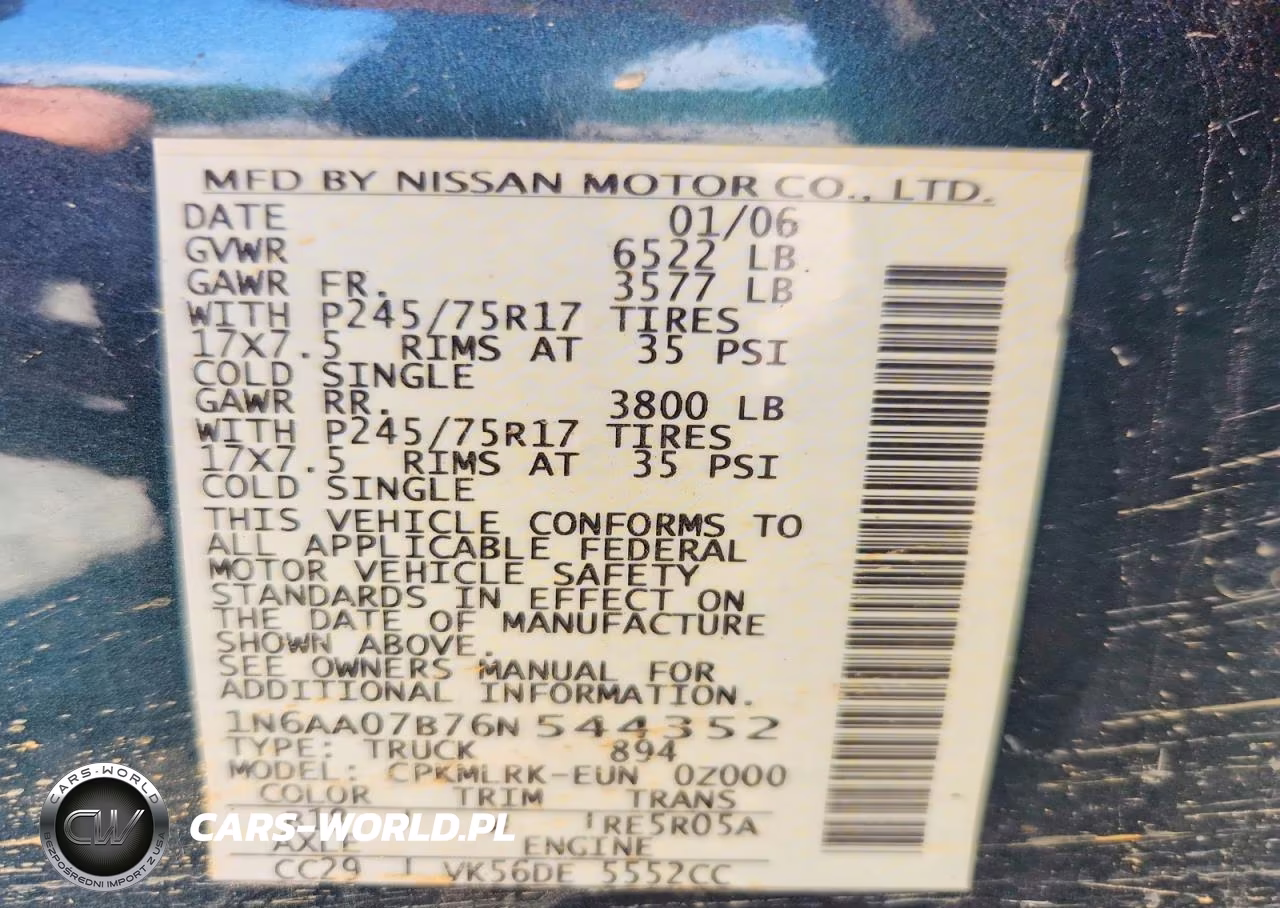 2006 Nissan Titan Xe VIN:1N6AA07B76N544352 - 12
