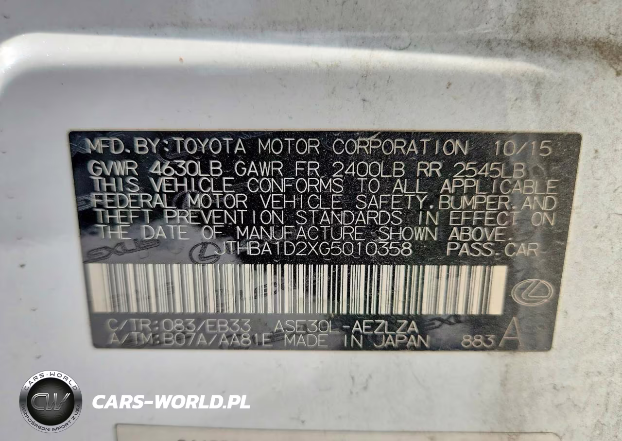 2016 Lexus Is 200T VIN:JTHBA1D2XG5010358 - 12