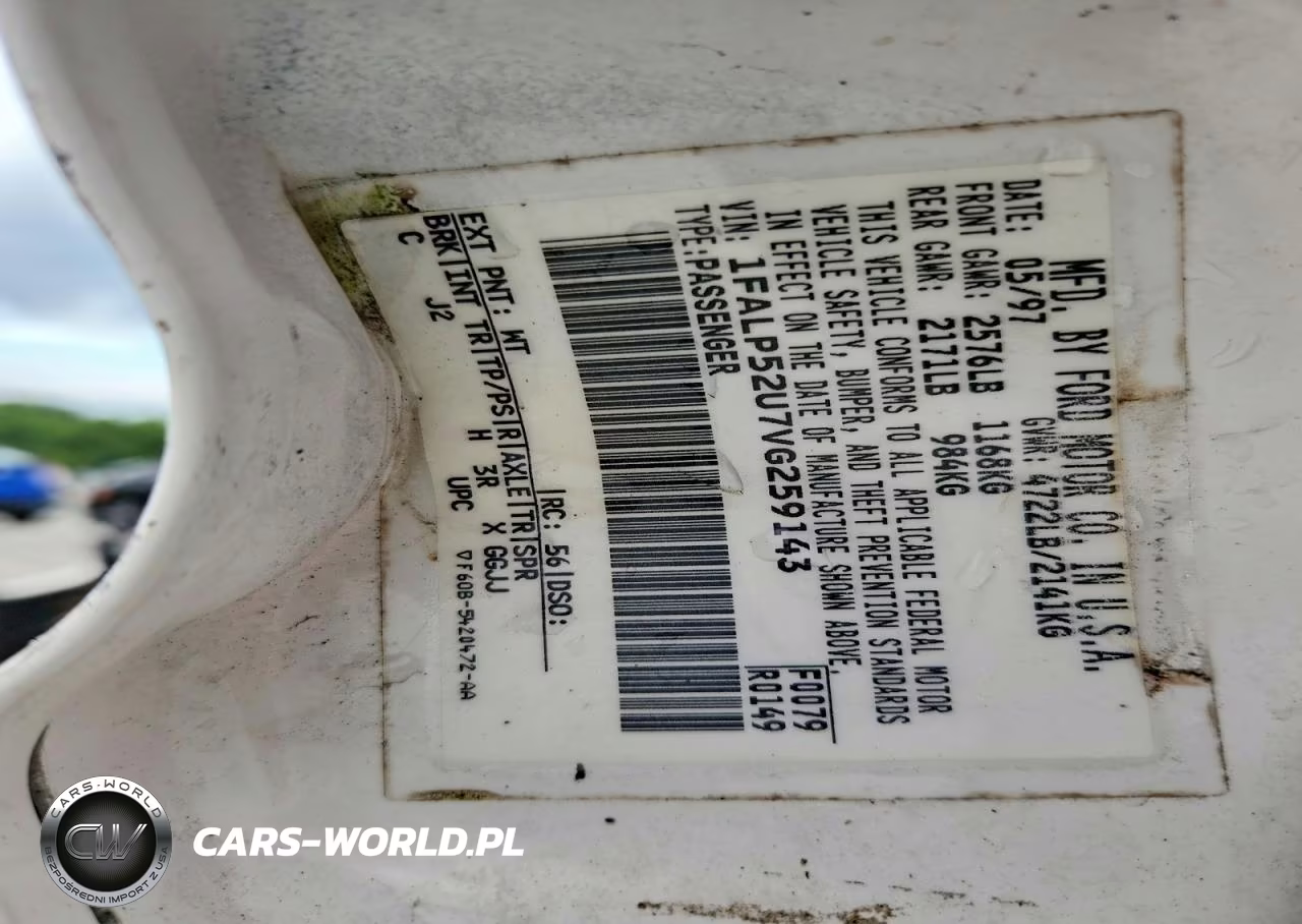1997 Ford Taurus Gl VIN:1FALP52U7VG259143 - 12